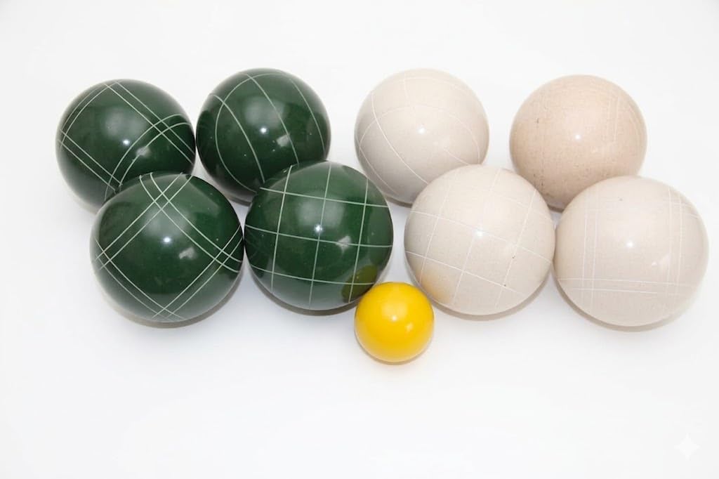 BuyBocceBalls Listing - Made in USA, Premium Quality Tournament Bocce Set - 998 Grams (2 lbs. 3.2 oz.). - 110mm White and Green Balls - NO Bag Option