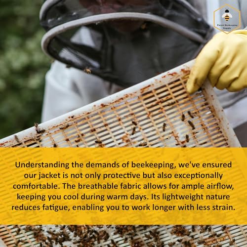 Beekeeping Jacket with Fencing Veil – Premium 100% Cotton Bee Jacket for Professional Beekeepers by Forest Beekeeping Supply (2XL) - Image 6