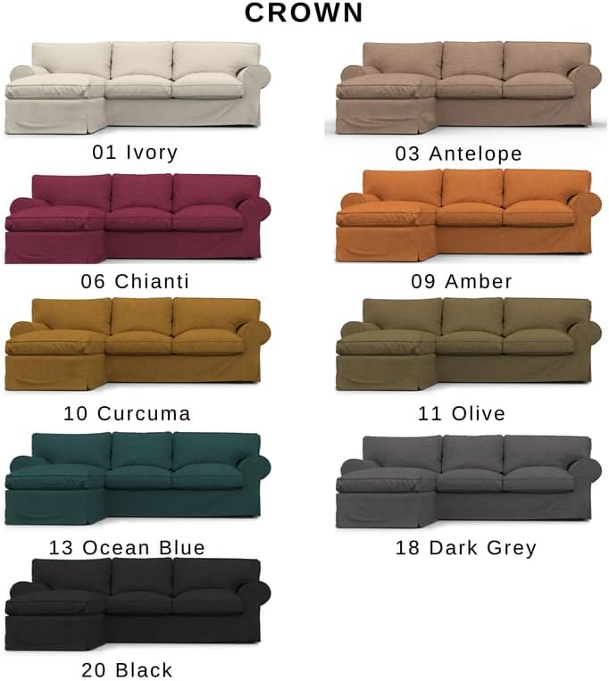 comfortly Cover for Ektorp 2 Seat Sofa with Chaise Longue Right/Left, Replacement Slipcover, Heavy Duty 7 pcs Cover, Soft Durable Washable Fabric, Easy to Clean & Replace (Crown - Ocean Blue)