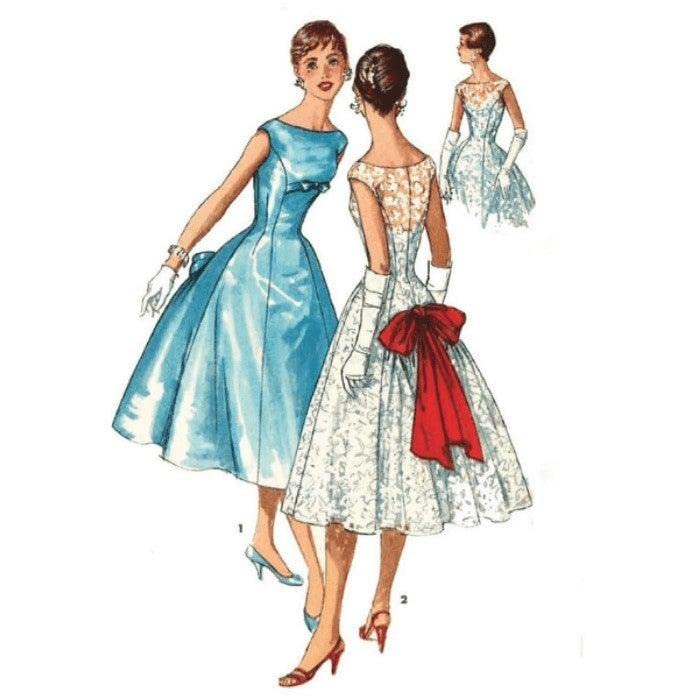 1950s Pattern, Princess Line Audrey Hepburn Style Dress, S1677