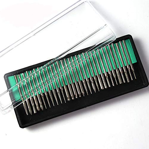 BE-TOOL Diamond Burr 30PCS 2.35mm Shank Burr Rotary Set Rotary Burr Diamond Drill Bit Kit for Glass Gemstone Metal Grinding Rotary Tool Accessories - Image 4