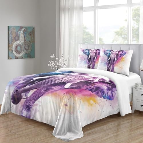 Lit éléphant 3D housse de couette microfibre anti-glisse avec zip solide