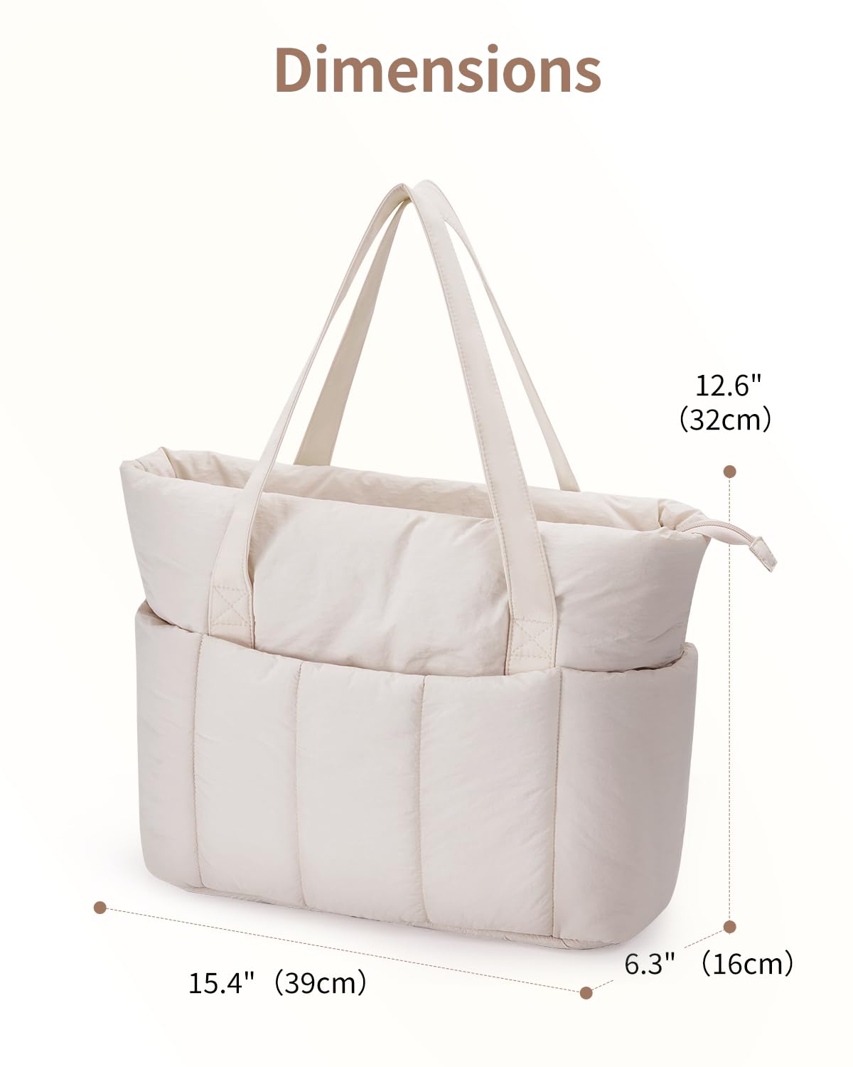 Narwey Puffer Tote Bag dla kobiet z przegrodą na laptopa, pikowana torba na ramię, torebka do pracy i podróży
