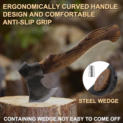 THRWCLUB151-Hatchet-Camping-Axe-with-1065-Carbon-Steel-and-Beech-Handle-Hand-Forged-Bushcraft-Axe-with-Leather-Sheath-for-Camping-and-Survival