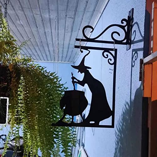Halloween bruxa caldeirão silhueta | Decoração pendurada da jarda do sinal do caldeirão da bruxa - E