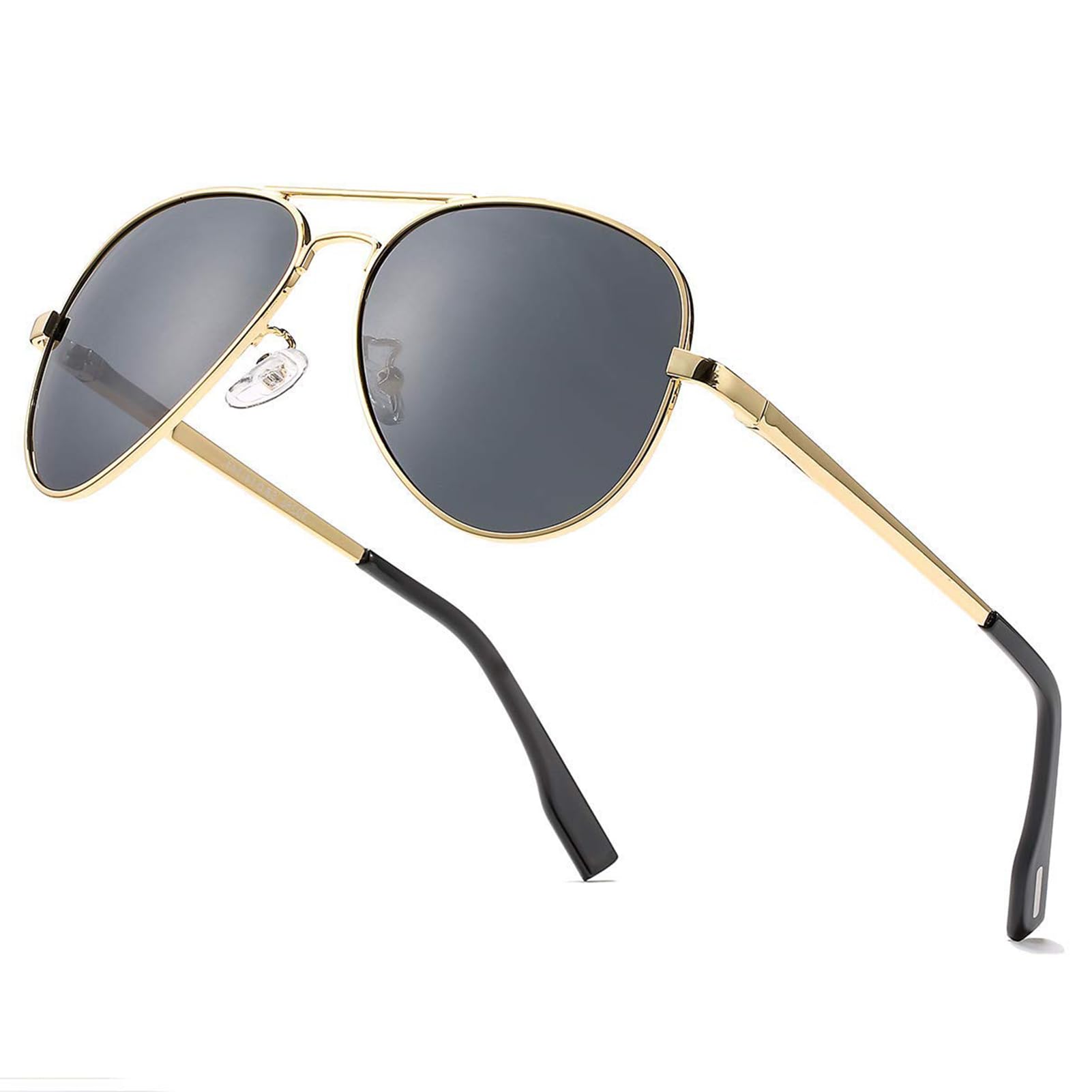 Gafas de sol polarizadas para hombre y mujer, estilo aviador, estilo retro con protección UV400, Gold Grey Lens