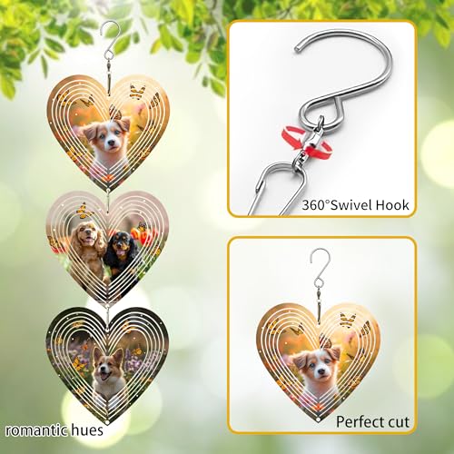 15in Dog Heart Wind Spinner Stainless Steel Hanging Garden Kinetic Art - image 6
