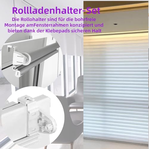 10 Stück Klemmhalter für Klemmfix Doppelrollo Duo-Rollo – Ersatzteile Klemmträger ohne Bohren, selbstklebend & stabil, für Fensterhaken zum Einhängen, Befestigung am PVC-Fenster, Tür