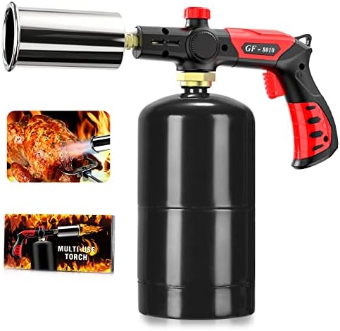 Butane Torch, Laintene Cooking Torch Lighter Fit All Butane Tanks and Adjustable Flame, Blow Torch for BBQ, Baking, Creme Brulee, Crafts and Soldering (Butane Gas Not Included)