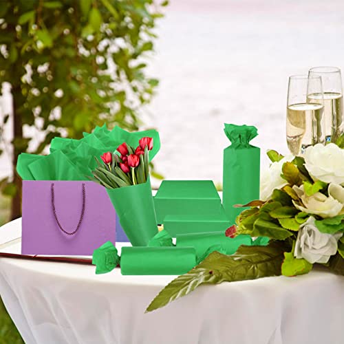 Image of 100 Sheets Green Tissue Paper Artdly 14 x 20 Inches Green Wrapping Paper Bulk for Weddings Birthday DIY Project Christmas (Pack of 3)
