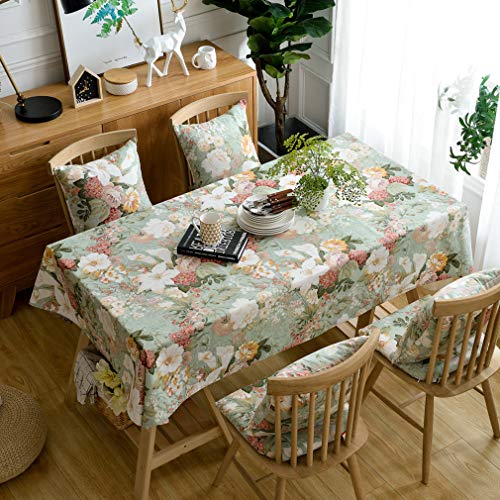 Pahajim Elegante Diseño de Estampado Floral Mantel Antimanchas Rectangular Impermeable Inicio Cocina Cena Picnic Mantel Decoración(Cuadrado,140x140cm)