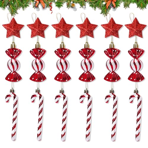 DKDDSSS 18 Stück Weihnachtsbaumschmuck, Zuckerstangen für den...