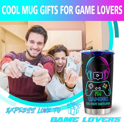 Fusui Gamer Gifts for Men, Men Valentines Gifts for Gamers, Gaming Stuff Mugs, Cool Christmas Birthday Gift for Him Men Teenage Teen Boys Boyfriend Husband, Video Games Stainless Steel Tumbler 20oz