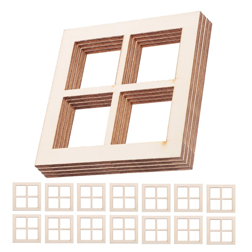 ABOOFAN Miniature Dollhouse Windows 24Pcs Small Scale Wooden Window Frames 2.64X2.64In for Diy Dollhouse Accessories and Craft Supplies - Image 4