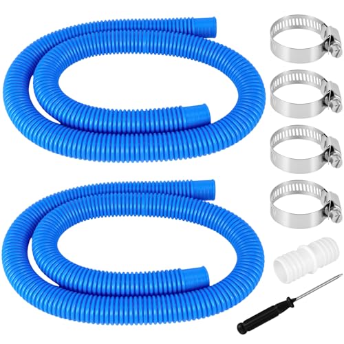 SUNJULY Manguera de Piscina 32 mm - 2 Unidades de 1,5 m con 4 Clips de Seguridad y Conector para Bomba