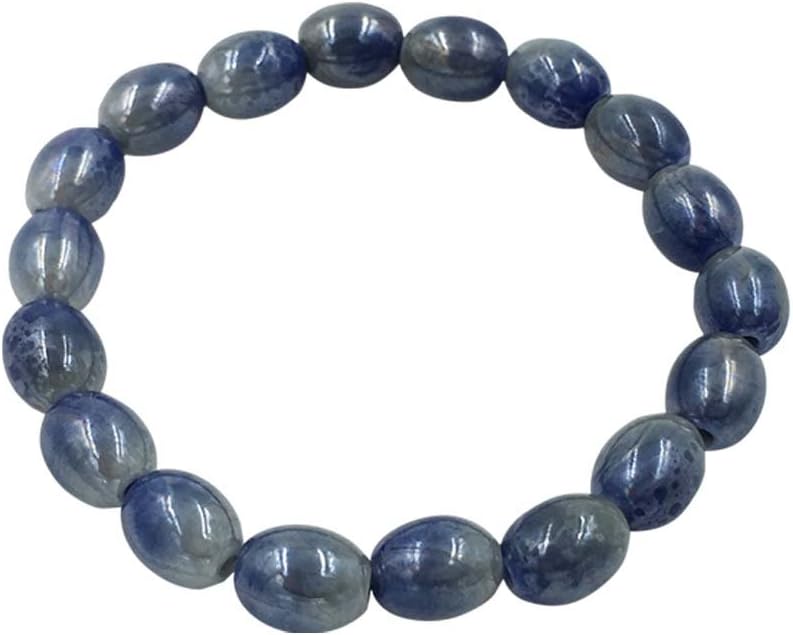 eleeColorful Health Ion Tourmaline Mixed Beads Stretch Bracelet Wristband Balance w/Box (Blue)