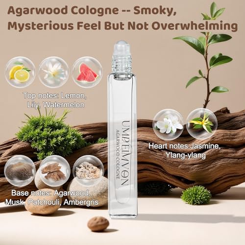 Image of 3 Pack Unisex Cologne for Men Women Cologne Perfume Oil Roll On, Classic, Sandalwood, Agarwood, Travel Size 0.33 fl.oz