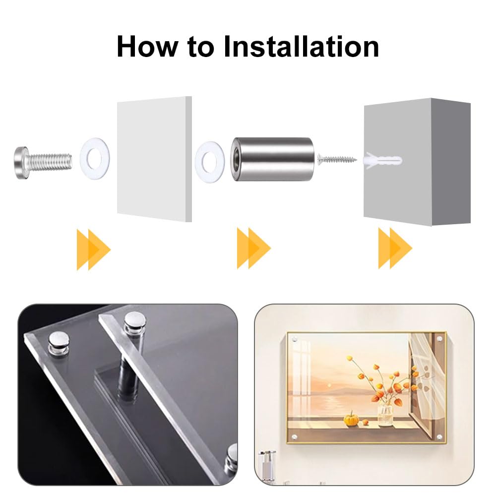 20 Pezzi Distanziali Per Targhe 19x25mm - Vite In Acciaio Inox Per Insegne, Vetri, Specchi - Foto 5