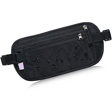 Pochete Doleira Bolsa de Cintura Ajustável com Zíper, Bolsa de Viagem Passaporte Multiuso para Homem, Mulher Com Elástico