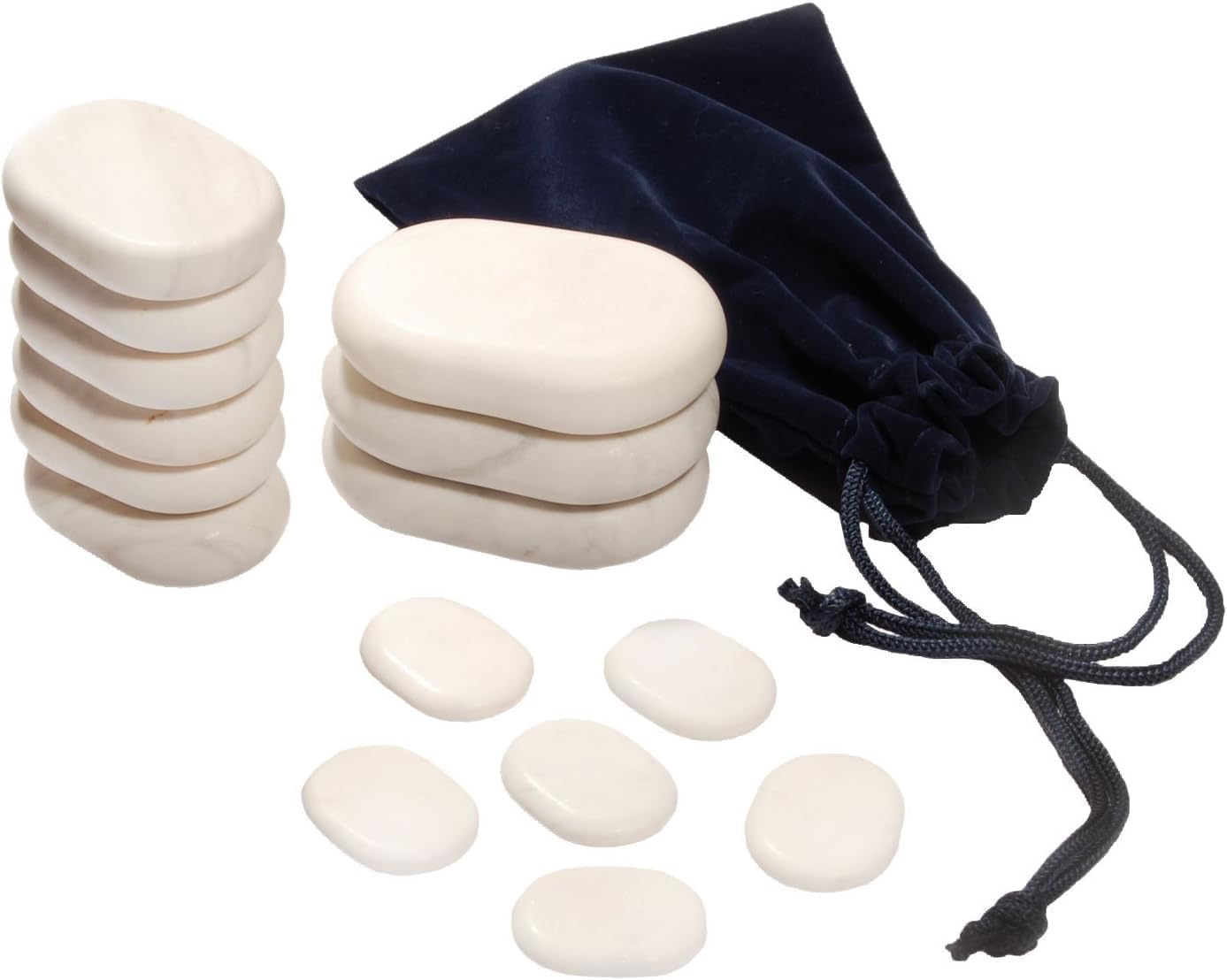 WellTouch Cold Stone Basic Set | 15 pierres de massage en marbre | Accessoires complémentaires au massage des pierres chaudes | Refroidissement et stimulation du métabolisme | Relaxation pour la