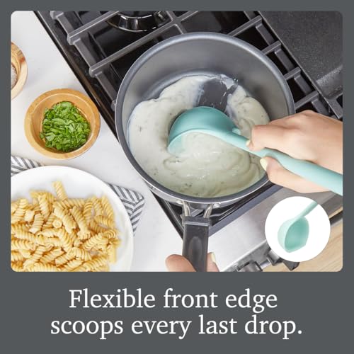 Image of Tovolo Flex Core Silicone Ladle BPA Free Aqua Seafoam Green Deep Silicone Soup Ladle, Heat Resistant All Silicone Ladle Construction, Large Dishwasher Sage Soup Ladle Kitchen Utensil for Cooking