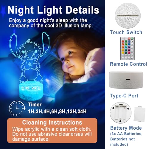 Image of KIEAL 16 Colors Cartoon Night Light, Anime Character Change Decor Lamp with Remote, Dim, Timer, Fans Kids Gifts for Christmas Birthday Boys Girls
