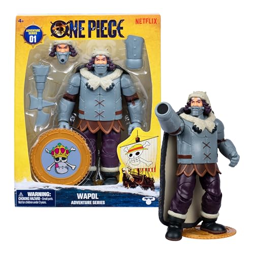One Piece Wapol 6.5″ (16.5 cm) Action Figure with 4 Accessories. Includes Swappable Cannon Head, Detachable Arm Cannon, Cape, and Berry Coin Display Base