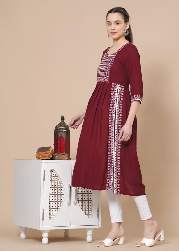 Image of JAIPURFAME Maternity Feeding Kurti with Zipper | Cotton Floral Printed Pregnancy & Nursing Dress | Comfortable & Stylish Maternity Wear for Women | Breastfeeding Kurta with Zipper | Soft & Elegant