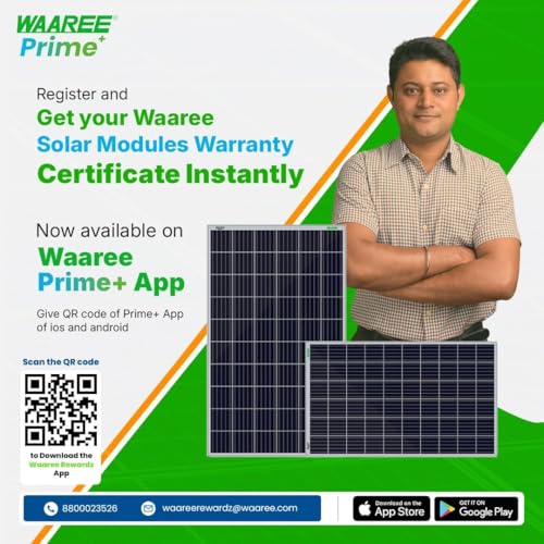 Image of WAAREE 150 Watt Solar Panel -12 Volt Mono perc Cells II High Efficiency II Residential Homes II Lightweight & Easy Installation II Eco-Friendly II 25 Years Performance Warranty || Pack of 1