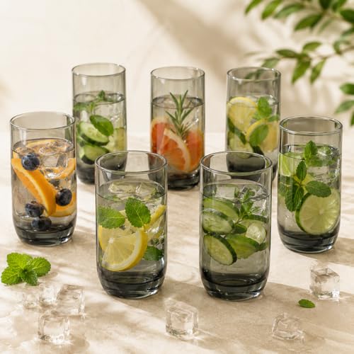 Image of bellemax 250 ML Premium Juice Glasses Drinking Glasses,Highball Lead-Free Glasses,Tumblers for Water,Juice,Beer,Cocktail and Mixed Drinks - 6 Pieces,Transparent (BM- 15)