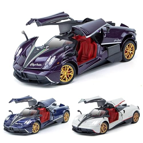 Image of LONGMIRE Metal Pull Back Diecast Car Pull Back Model with Sound Light Boys Gifts Toys for Kids Pack of 1, Multicolor (1:32 Pagani Huayra)