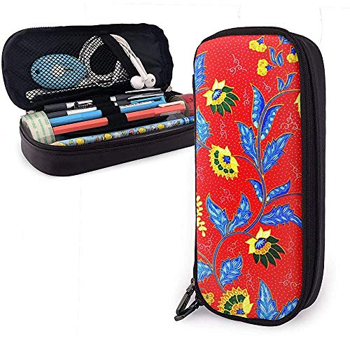 Preisvergleich Produktbild Ausgefallene abstrakte Blume niedlich pu Leder Federmäppchen 20x9x4cm Doppelreißverschlüsse Bleistift Tasche für die Schule Büro Mädchen Jungen Erwachsene