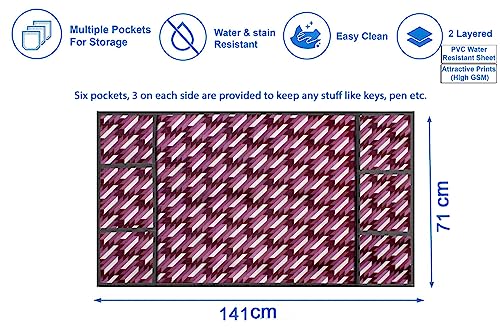 Image of The Furnishing Tree Fridge Top Cover Compatible for Samsung RS76CG8003S9HL, 653 LTR WxL 71x141 in CM Symmetric Pattern Voilet