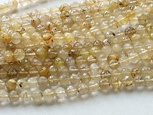 Collier en quartz rutilé LKBEADS avec micro perles facettées de haute qualité