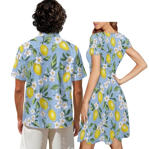 Image of AFPANQZ Couple Matching Outfit Casual Men's Button Down Shirt or Short Sleeve Summer Sundresses Dresses for Women 2026