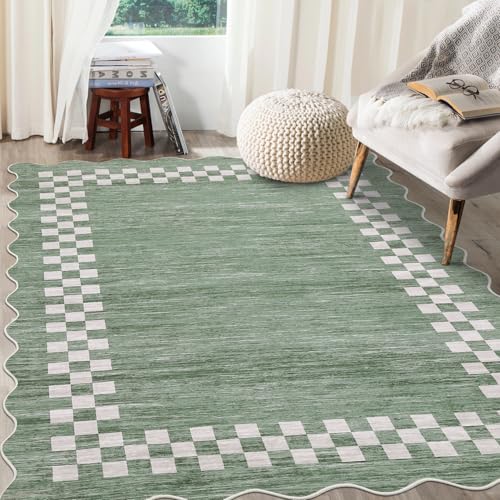 GarveeHome 8x10 Area Rug for Living Room Scalloped Washable Large