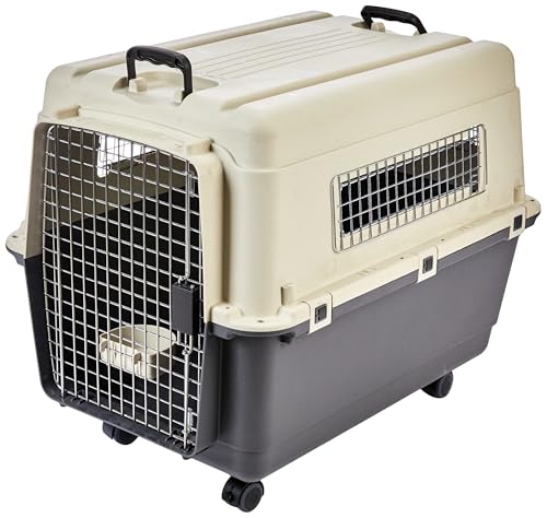 Image of Amazon Basics Heavy Duty Pet Airline Carrier | IATA Approved Medium Pet Carrier | Travel Pet Kennel | Suitable for Medium Size Dogs | Breathable & Washable | 32 Inches
