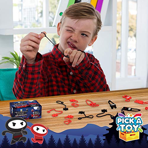 PICK A TOY 12 Pc. Ninja Toys Set with Stretchy Flying Ninjas and Colorful Throwing Stars Slingshots, Flexible and Sticky Elastic, Fun Birthday Party Favors for Boys and Girls - Thumbnail 7