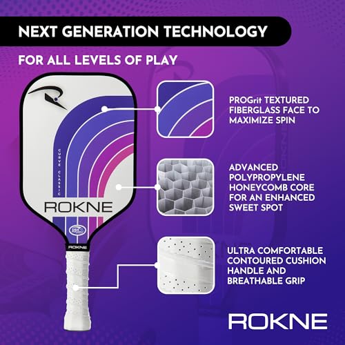 Image of ROKNE Curve Classic Pickleball Paddle | USAPA Approved Fiberglass Pickleball Paddles | Elevate Your Game with Precision Engineering & Comfort | ProGrit Texture for Max Spin & Power | Paddle