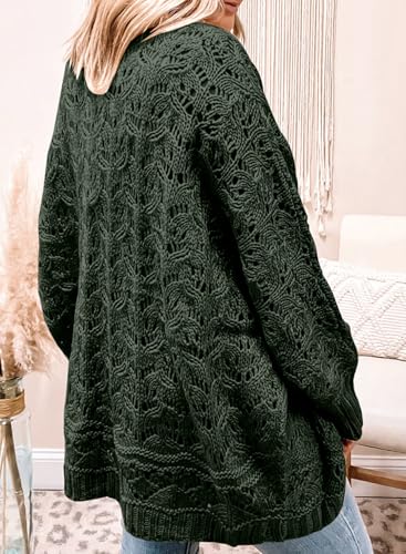 Image of Eytino Womens Plus Size Crochet Cardigan Sweater Long Sleeve Hollow Out Open Front Cardigans Outwear(1X-5X)