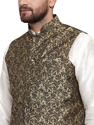 Image of Maple Clothing Men's Nehru Jacket Brocade Indian Traditional Waistcoat Wedding Guest Outfit Vest
