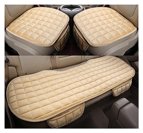 Housse de siège de voiture respirante beige en peluche pour toutes saisons