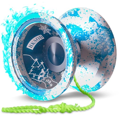 HKSOD Yoyo Professional Responsive Yoyo for Kids Beginners, Unresponsive Professional Yoyos for Adult, Trick Yoyos for Advanced Players with Bearing Accessories+Removal Tool ( Blue & Silver)