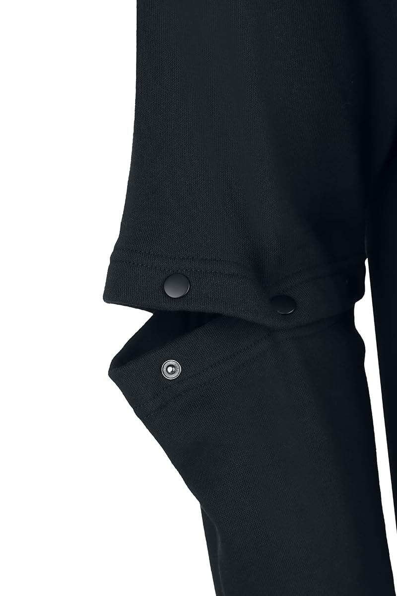 Black Premium by EMP Uomo Felpa Nera con Cappuccio, Stampa con Simbolo e Dettaglio Rimovibile