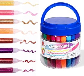 TBC Glitter Glue Pens for Kids Washable Art Crafting Supplier 50 x 10ml Assorted Metallic Colours for Children Students Girls Boys Scrapbooking Album Card Making School Decoration