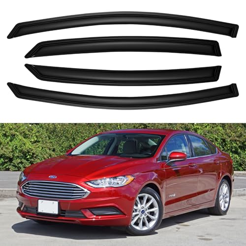 Image of Window Visors Rain Guards for 2013 2014 2015 2016 2017 2018 2019 2020 Ford Fusion, Out-Channel Window Vent Wind Deflectors Visors Shades for 13-20 Fusion