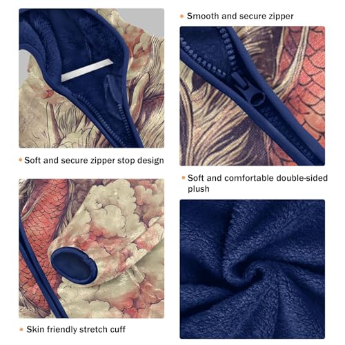 Dragon Amidst Cloudy Skies Toddler Fleece Jacket Girl Boys Hooded Fleece Jacket Coat Warm Outwear Zip-up 3-10T3