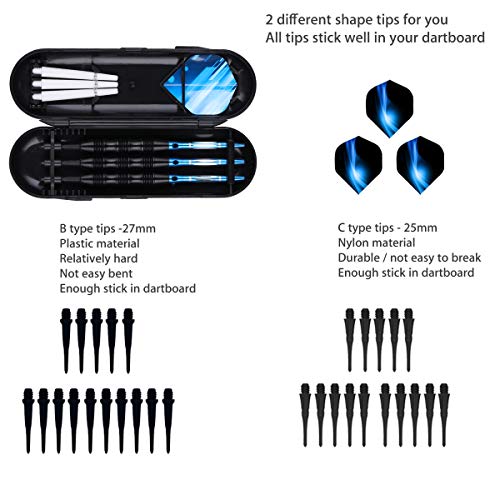 sanfeng Professional Soft Tip Darts Set 20 Grams W/O-Rings- 30 Darts Plastic Tip + Blue Aluminum Shafts + 6 Standard Flights + Portable Case for Electronic Dart Board