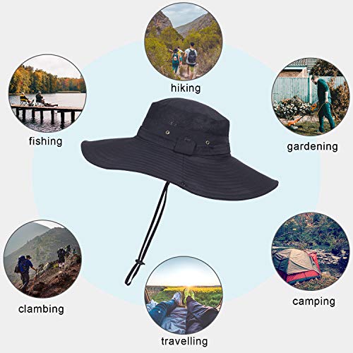 Image of Super Wide Brim Sun Fishing Hat Safari UPF50+ Bucket Boonie Cap for Gardening Hiking Camping