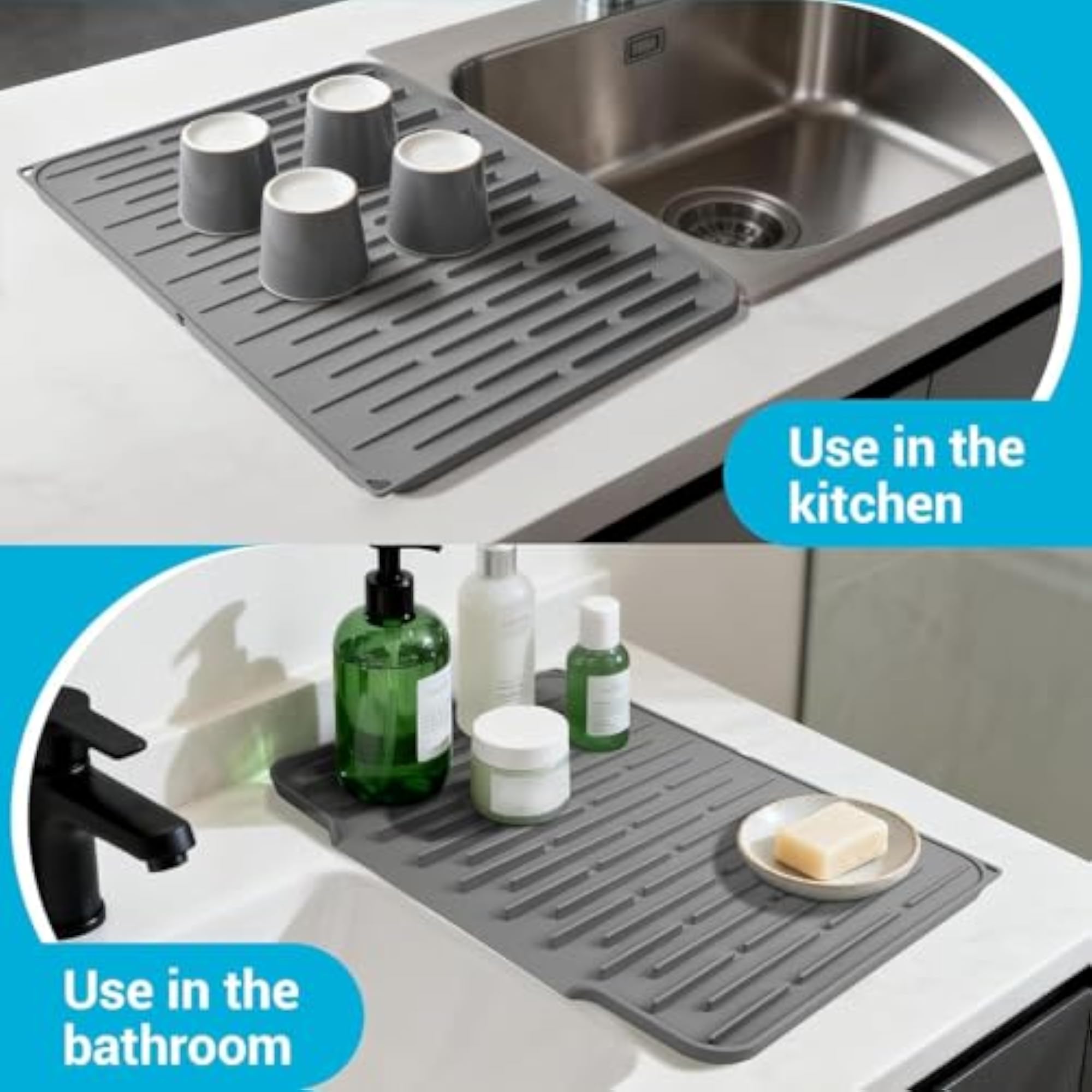 Dish Drying Mat for Kitchen Silicone Mat for Utensils Drying